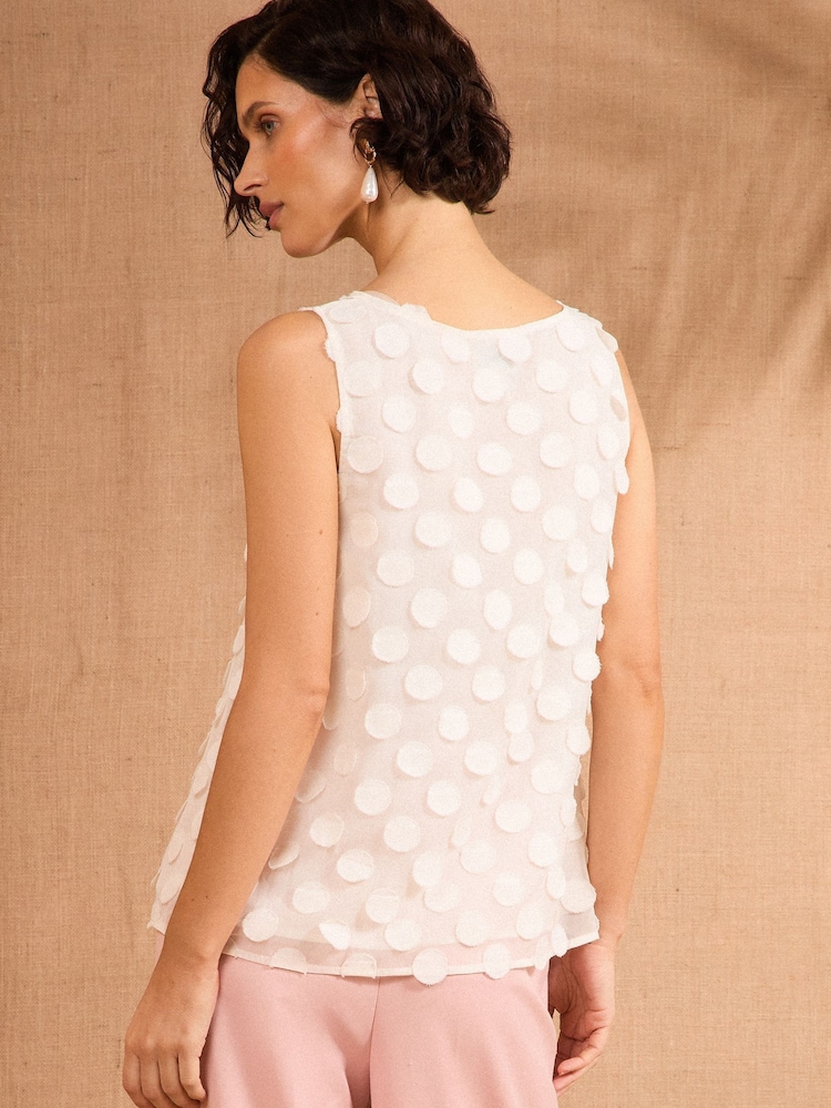 Love & Roses White Ecru 3D Spot V-Neck Vest - Image 4 of 4 Love & Roses White Ecru 3D Spot V-Neck Vest - Image 4 of 4