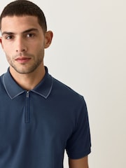 Azul marino - Polo de manga corta con ribete de corte estándar - Imagen 1 de 7