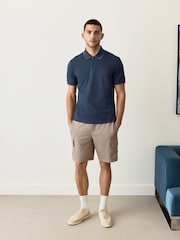 Azul marino - Polo de manga corta con ribete de corte estándar - Imagen 2 de 7
