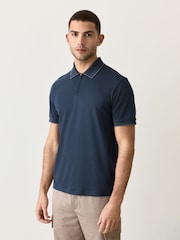 Azul marino - Polo de manga corta con ribete de corte estándar - Imagen 4 de 7