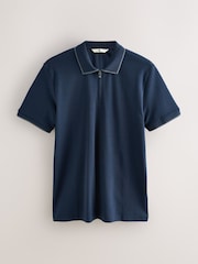 Azul marino - Polo de manga corta con ribete de corte estándar - Imagen 5 de 7