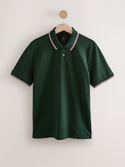 Green Regular Fit Short Sleeve Tipped Polo Shirt - Image 1 of 3