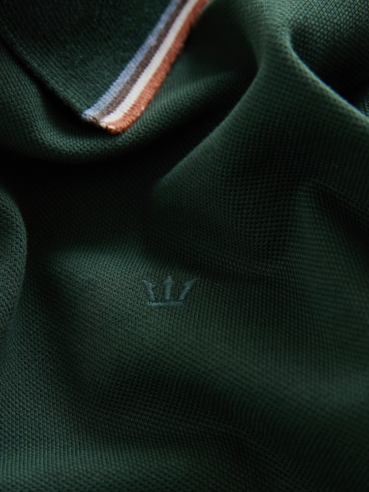 Green Regular Fit Short Sleeve Tipped Polo Shirt - Image 3 of 3