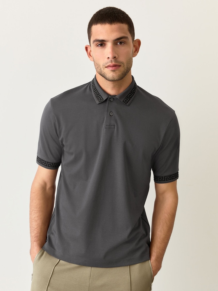 Grey Short Sleeve Smart Collar Polo Shirt - Image 2 of 5