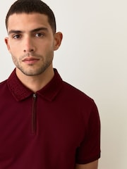 Burgundy Red Short Sleeve Smart Collar Polo Shirt - Image 1 of 8
