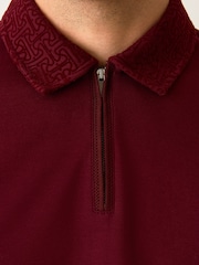 Burgundy Red Short Sleeve Smart Collar Polo Shirt - Image 4 of 8