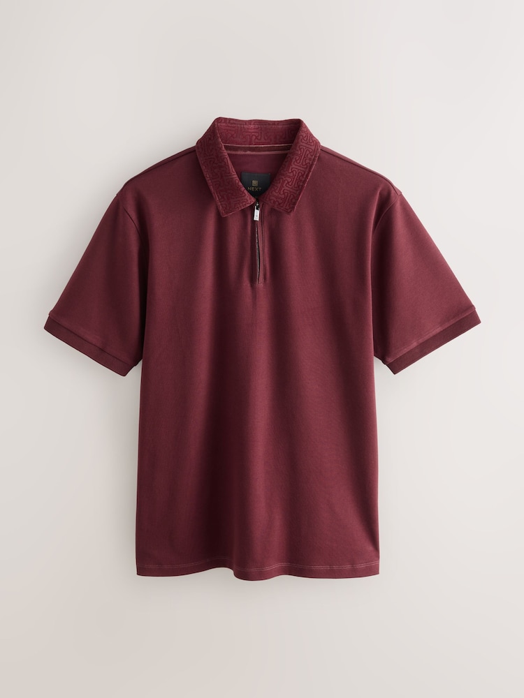 Burgundy Red Short Sleeve Smart Collar Polo Shirt - Image 8 of 8