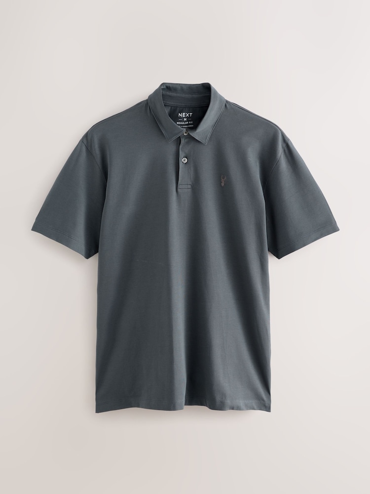 Burgundy Red/Charcoal Grey/Ecru Cream Regular Fit Short Sleeve Jersey Polo Shirts 3 Pack - Image 2 of 6