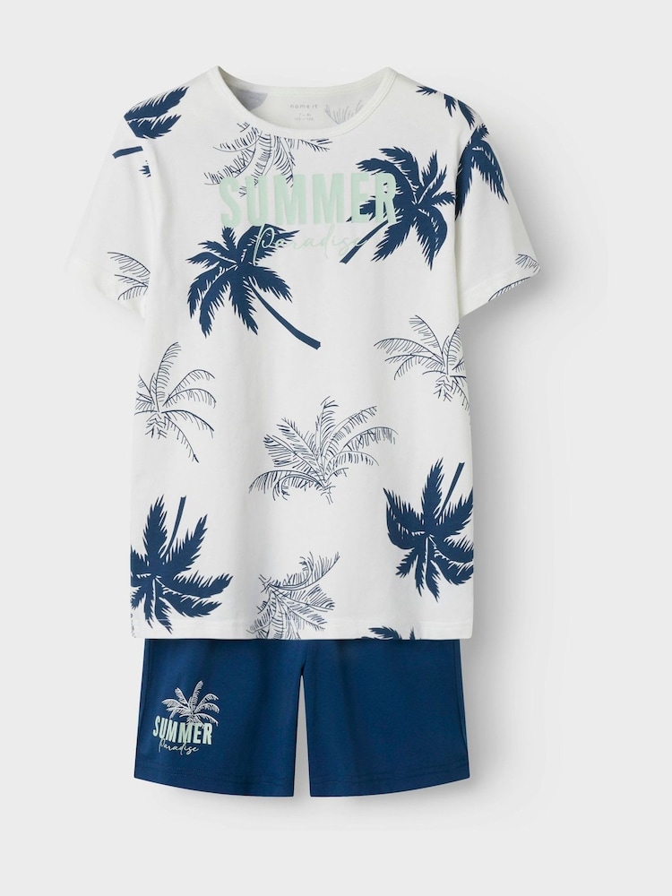 Name It Blue Summer Tropical Top & Short Pyjama Set - Image 1 of 1