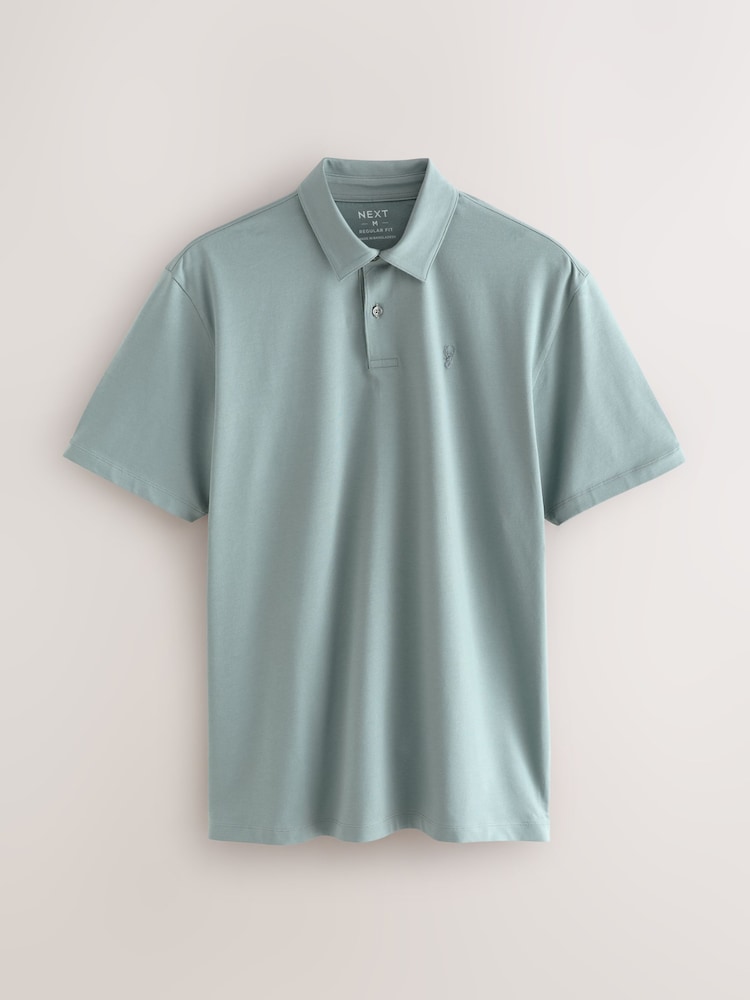 Black/Ecru/Blue/Green/Pink Regular Fit Short Sleeve Jersey Polo Shirts 5 Pack - Image 10 of 14