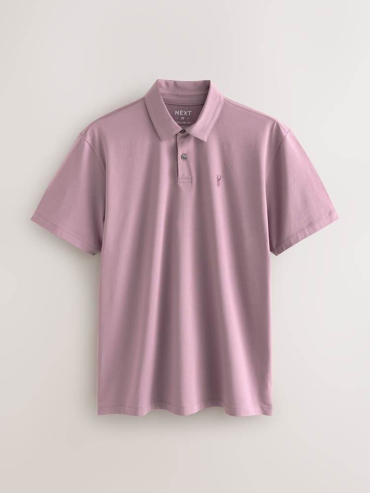 Black/Ecru/Blue/Green/Pink Regular Fit Short Sleeve Jersey Polo Shirts 5 Pack - Image 12 of 14