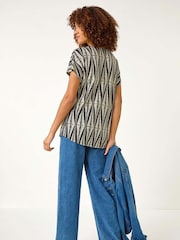 Roman Abstract Print Front Pleat Stretch Top - Imagen 3 de 5