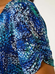 Roman Blue Abstract Button Tea Dress - Image 5 of 5