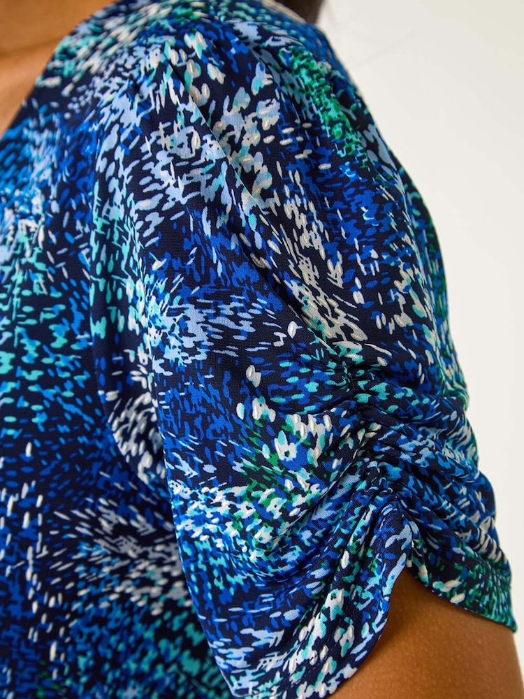 Roman Blue Abstract Button Tea Dress - Image 5 of 5