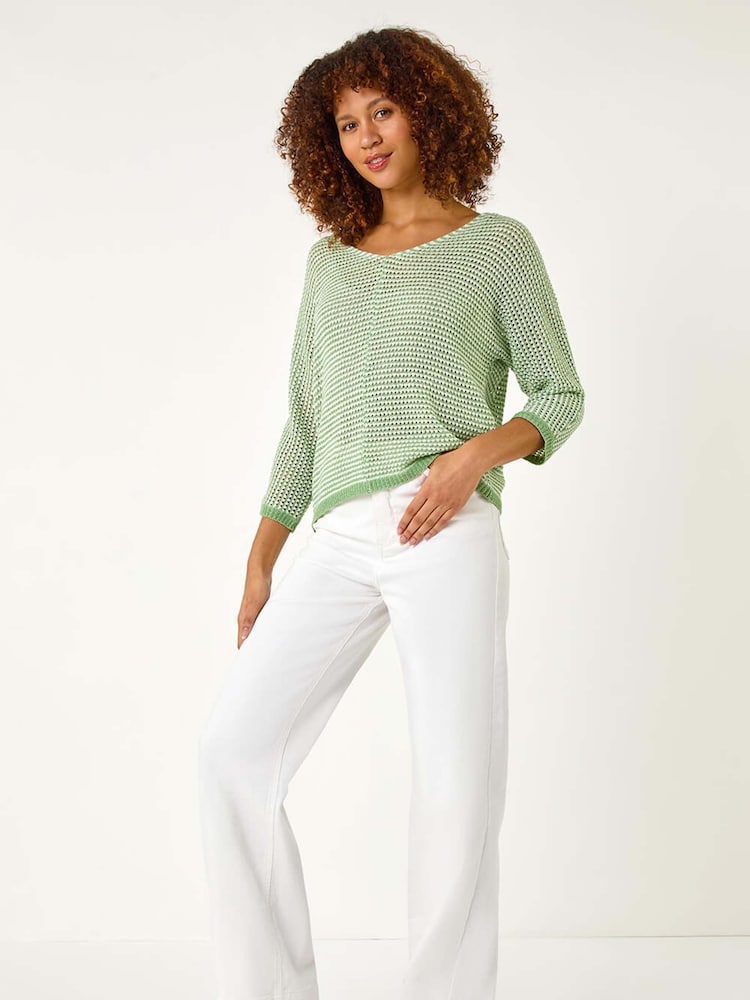 Roman Green Stitch Detail Knit Jumper - Image 2 of 5