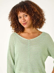 Roman Green Stitch Detail Knit Jumper - Image 5 of 5