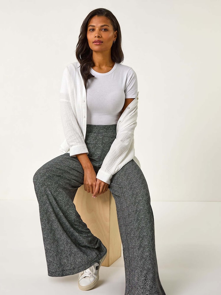 Roman Black Spot Print Wide Leg Trousers - Image 1 of 5