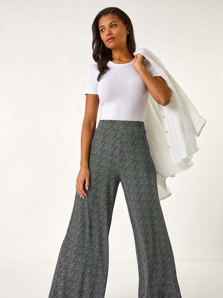 Roman Black Spot Print Wide Leg Trousers - Image 2 of 5