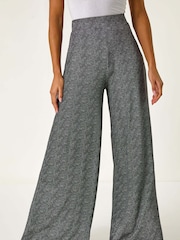 Roman Black Spot Print Wide Leg Trousers - Image 4 of 5