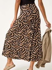 Roman Natural Abstract Animal Print A-Line Skirt - Image 3 of 5