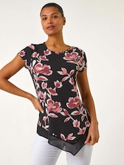 Roman Abstract Print Chiffon Hem Tunics Top - Imagem 1 de 5