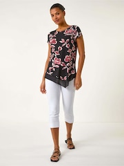 Roman Abstract Print Chiffon Hem Tunics Top - Imagem 2 de 5