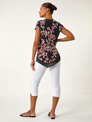 Roman Abstract Print Chiffon Hem Tunics Top - Imagem 3 de 5