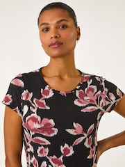 Roman Abstract Print Chiffon Hem Tunics Top - Imagem 4 de 5