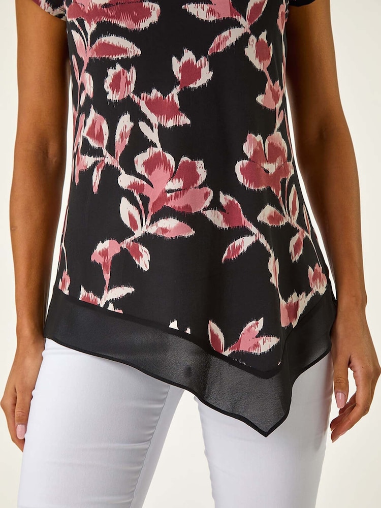 Roman Abstract Print Chiffon Hem Tunics Top - Imagem 5 de 5