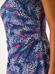 Roman Pink Abstract Print Gathered Shift Dress - Image 5 of 5