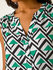 Roman Green Geo Print Border V-Neck Vest - Image 5 of 5