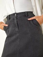 Roman Black Denim Panelled Midi Skirt - Image 5 of 5