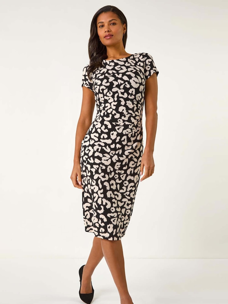 Roman Abstract Animal Print Gathered Shift Dress - Imagen 1 de 5 Roman Abstract Animal Print Gathered Shift Dress - Imagen 1 de 5