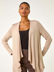 Roman Natural Waterfall Front Jersey Knit Cardigan - Image 2 of 5