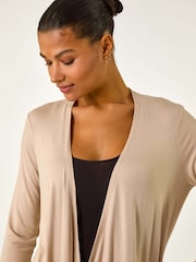 Roman Natural Waterfall Front Jersey Knit Cardigan - Image 4 of 5
