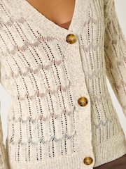 Roman Natural Stitch Detail Button Through Knit Cardigan - Image 5 of 5