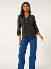 Roman Black Buttoned Pocket Shirt - Image 1 of 5