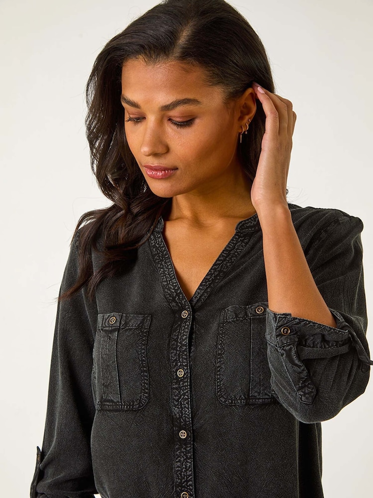 Roman Black Buttoned Pocket Shirt - Image 2 of 5