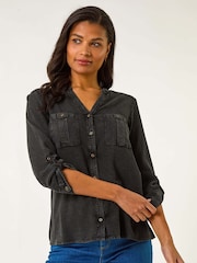 Roman Black Buttoned Pocket Shirt - Image 4 of 5