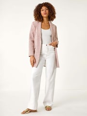 Roman Check Single Breasted Boucle Jacket - Image 1 of 5