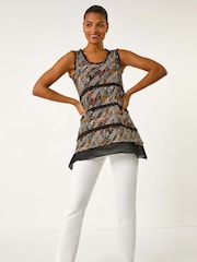 Roman Abstract Print Chiffon Trim Top - Bild 2 von 5