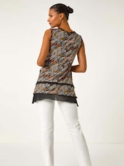Roman Abstract Print Chiffon Trim Top - Bild 3 von 5