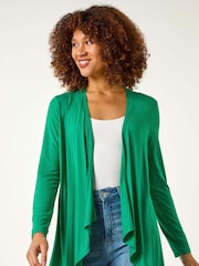 Roman Green Waterfall Front Jersey Knit Cardigan - Image 4 of 5