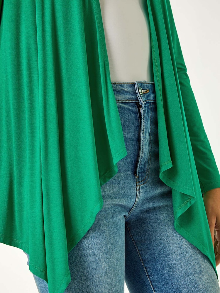 Roman Green Waterfall Front Jersey Knit Cardigan - Image 5 of 5