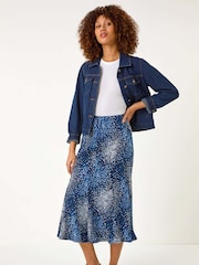 Roman Blue Abstract Print Panel Skirt - Image 2 of 5