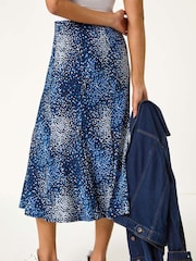 Roman Blue Abstract Print Panel Skirt - Image 3 of 5
