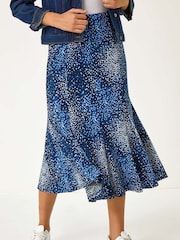 Roman Blue Abstract Print Panel Skirt - Image 4 of 5