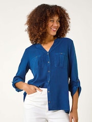 Roman Blue Buttoned Pocket Shirt - Image 4 of 5