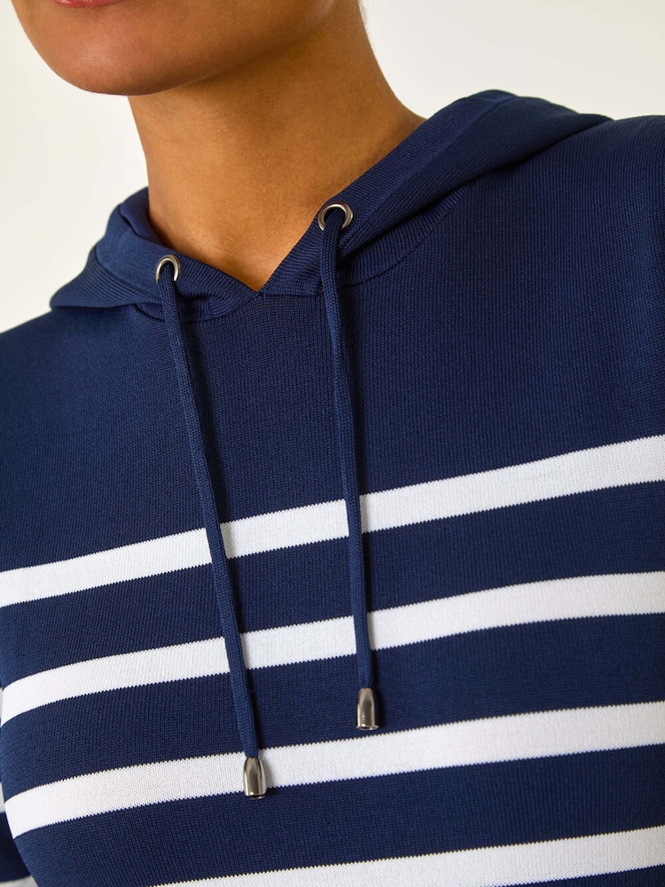 Roman Blue Stripe Hooded Knit Dress - Image 5 of 5