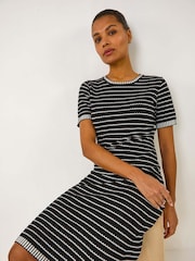 Vestido de malha com estampa de listras romanas - Imagem 1 de 5